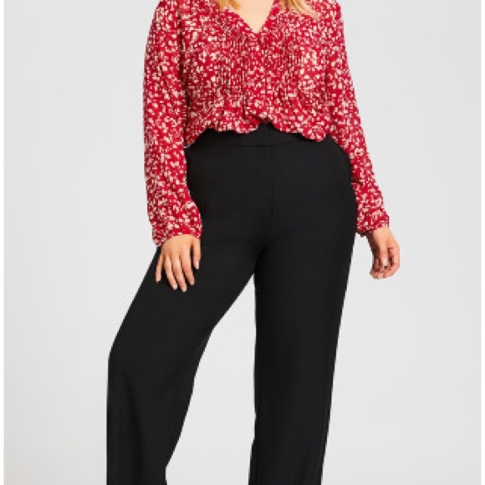 Avenue Black Wide Leg Pants Size 28 TALL
